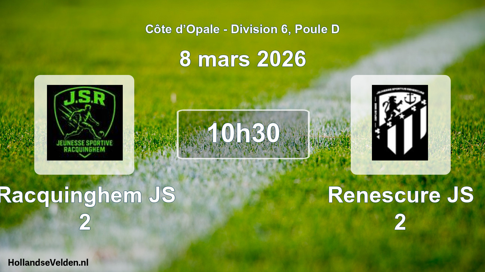 Geplande wedstrijd: Racquinghem JS 2 - Renescure JS 2 (8 maart 2026)