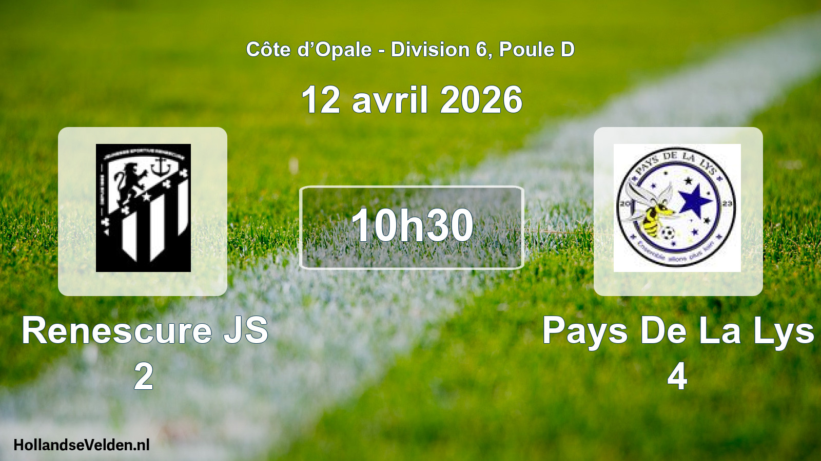 Match programmé: Renescure JS 2 - Pays De La Lys 4 (12 avril 2026)