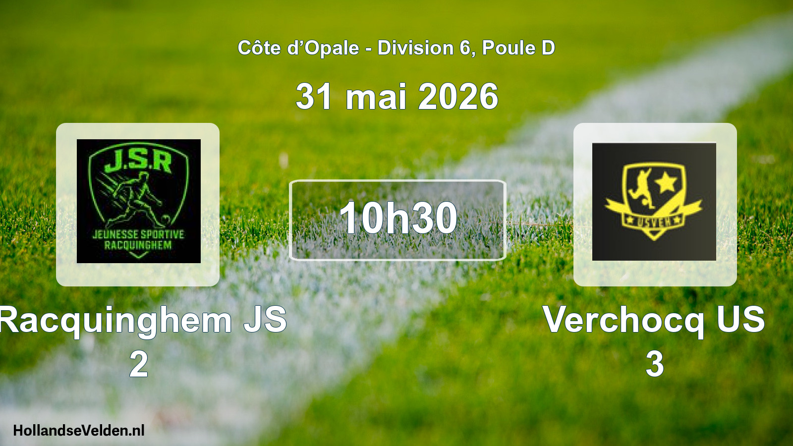 Match programmé: Racquinghem JS 2 - Verchocq US 3 (31 mai 2026)