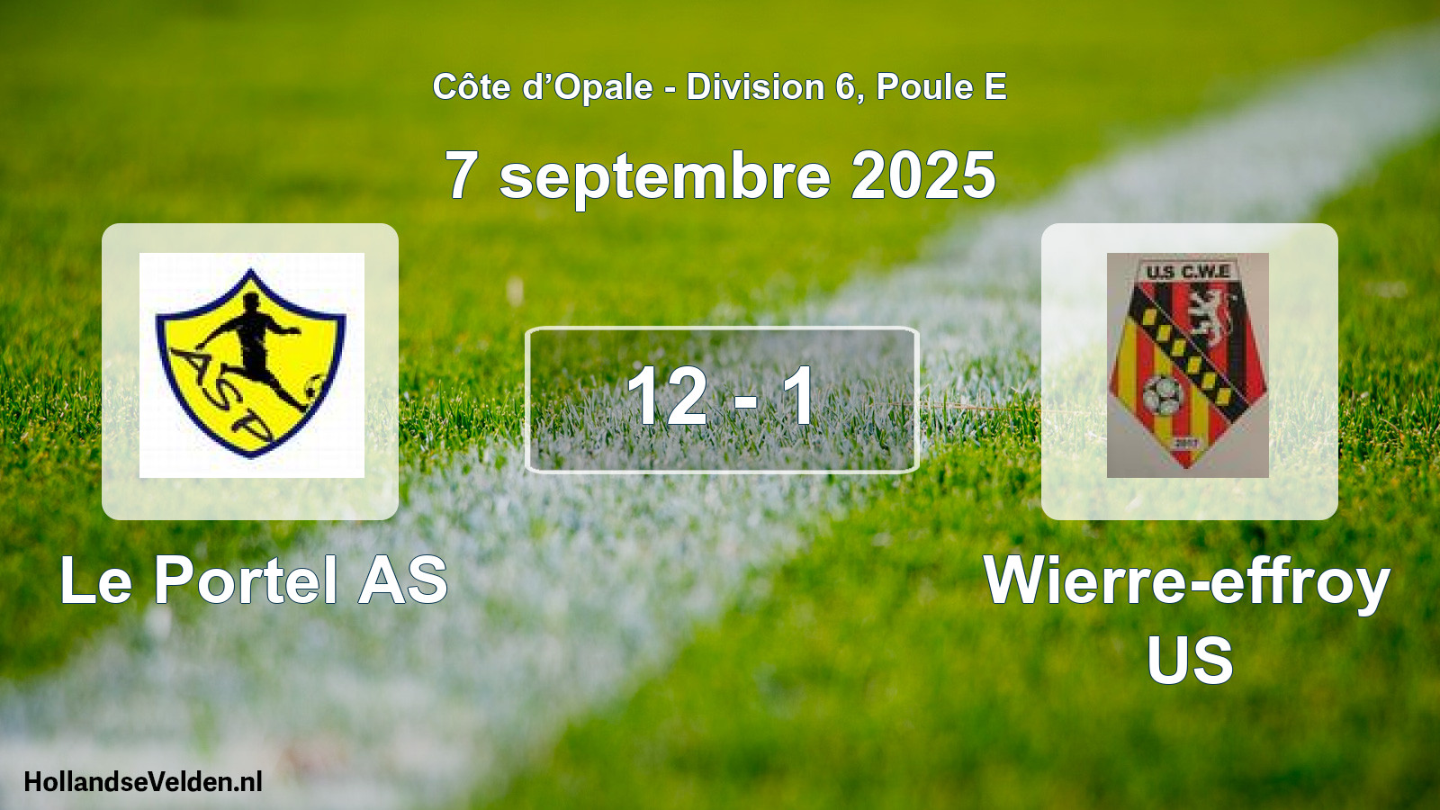 Match joué: Le Portel AS - Wierre-effroy US 12 - 1 (7 septembre 2025)