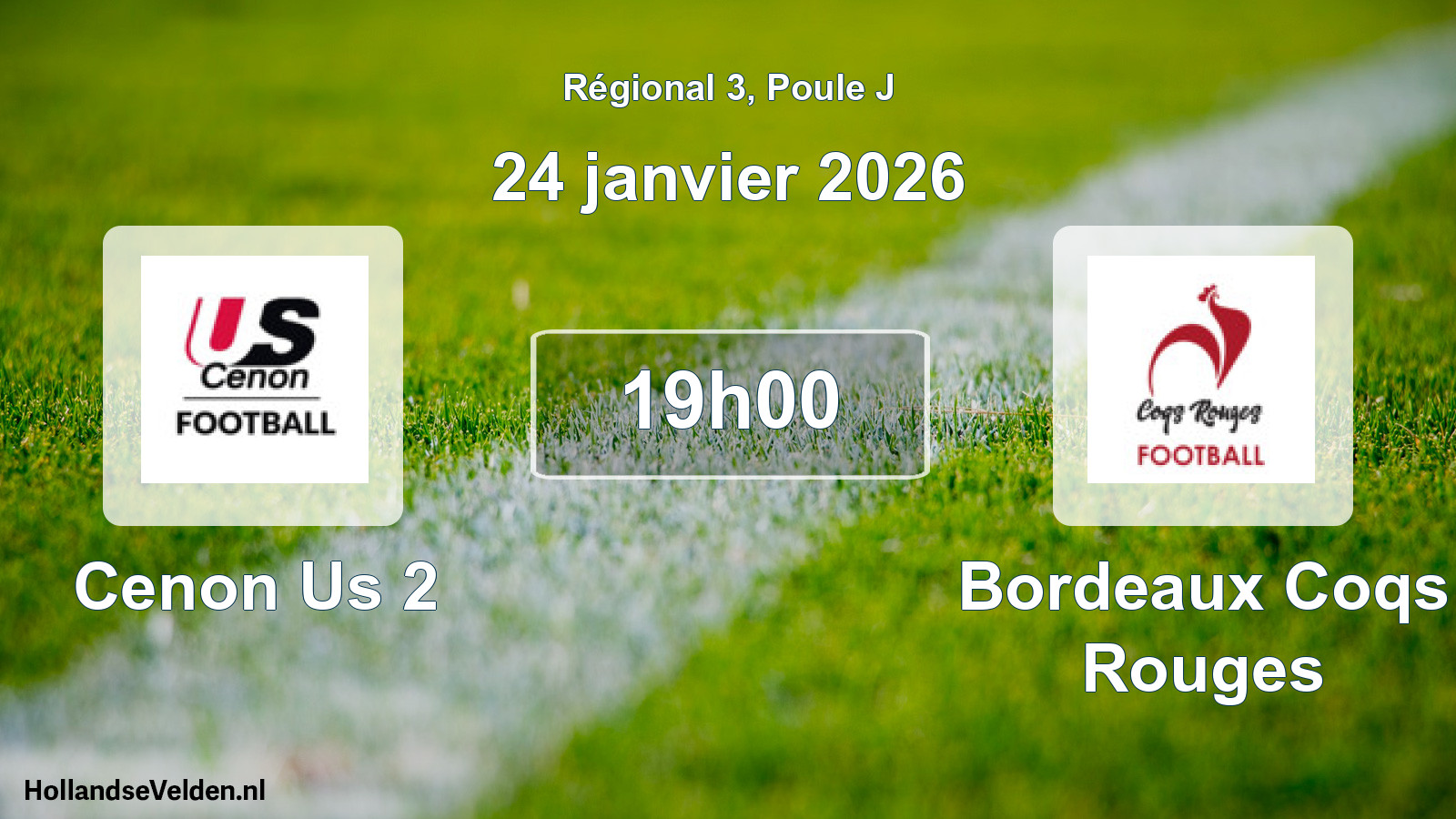 Geplande wedstrijd: Cenon Us 2 - Bordeaux Coqs Rouges (24 janvier 2026)