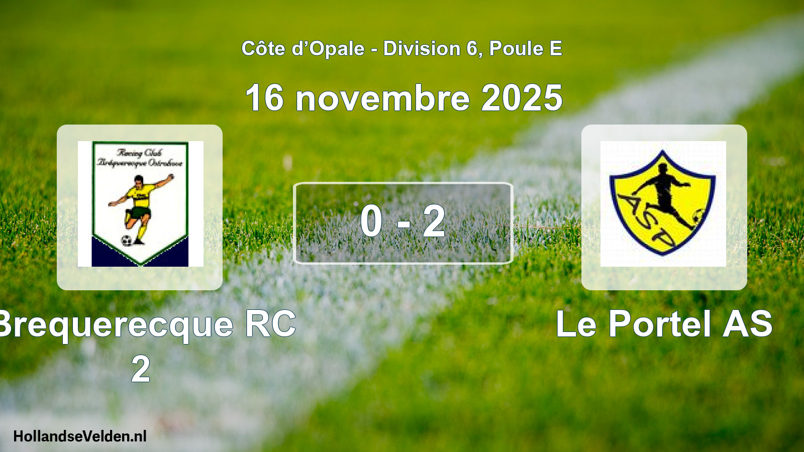 Gespeelde wedstrijd: Brequerecque RC 2 - Le Portel AS 0 - 2 (16 november 2025)