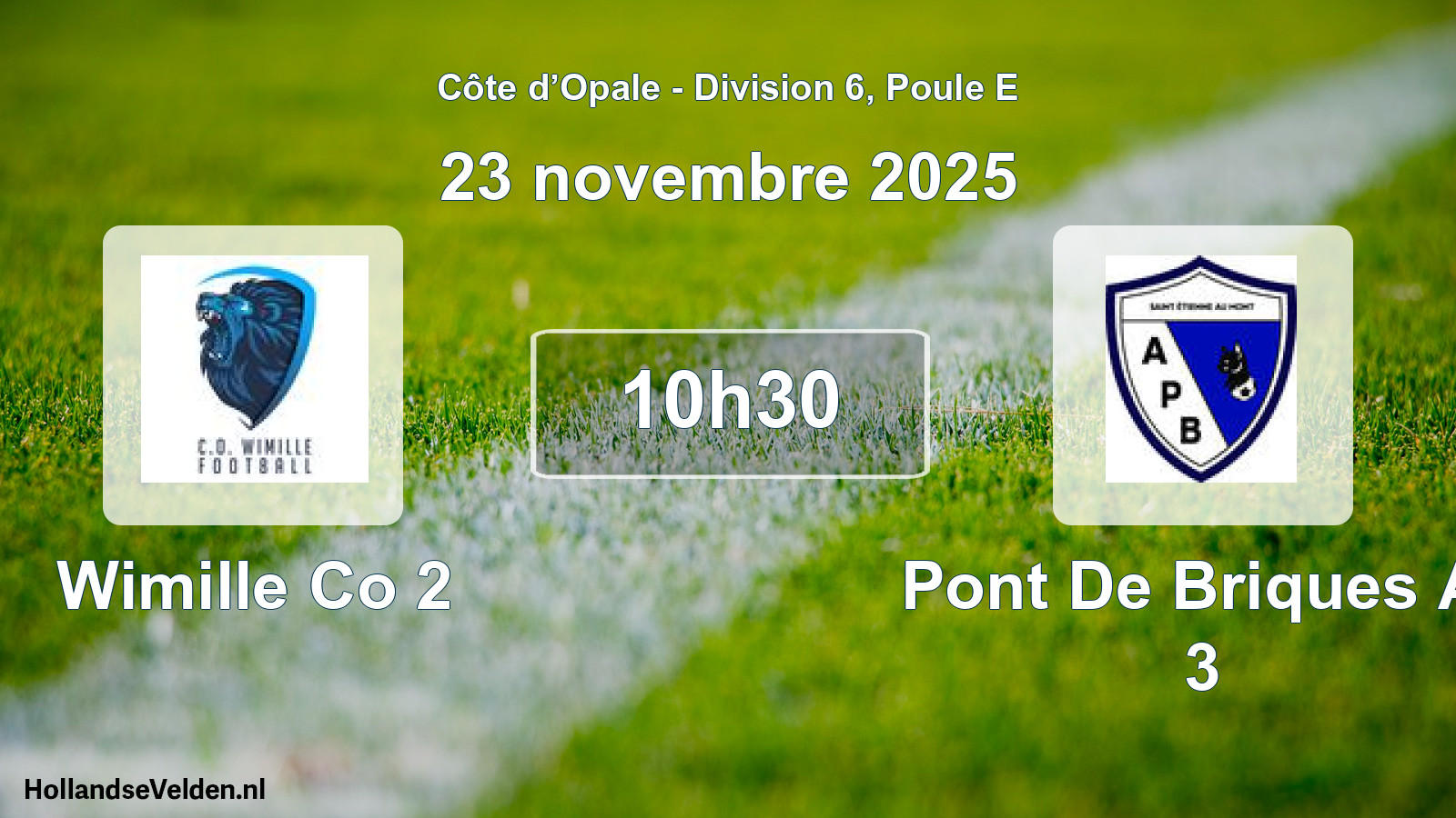 Match programmé: Wimille Co 2 - Pont De Briques A. 3 (23 novembre 2025)