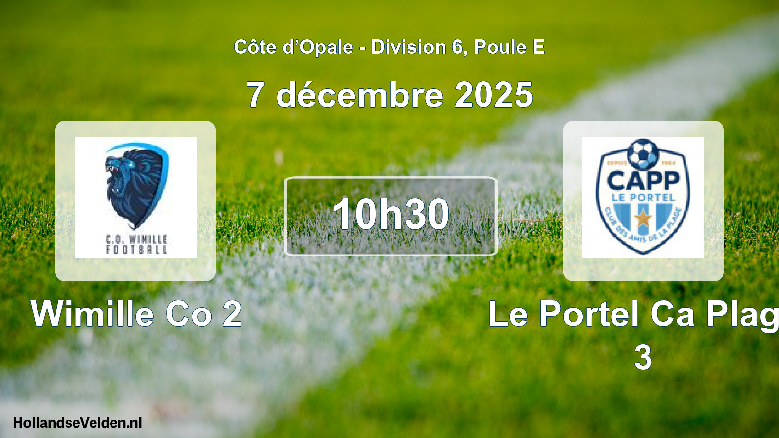 Match programmé: Wimille Co 2 - Le Portel Ca Plage 3 (7 décembre 2025)