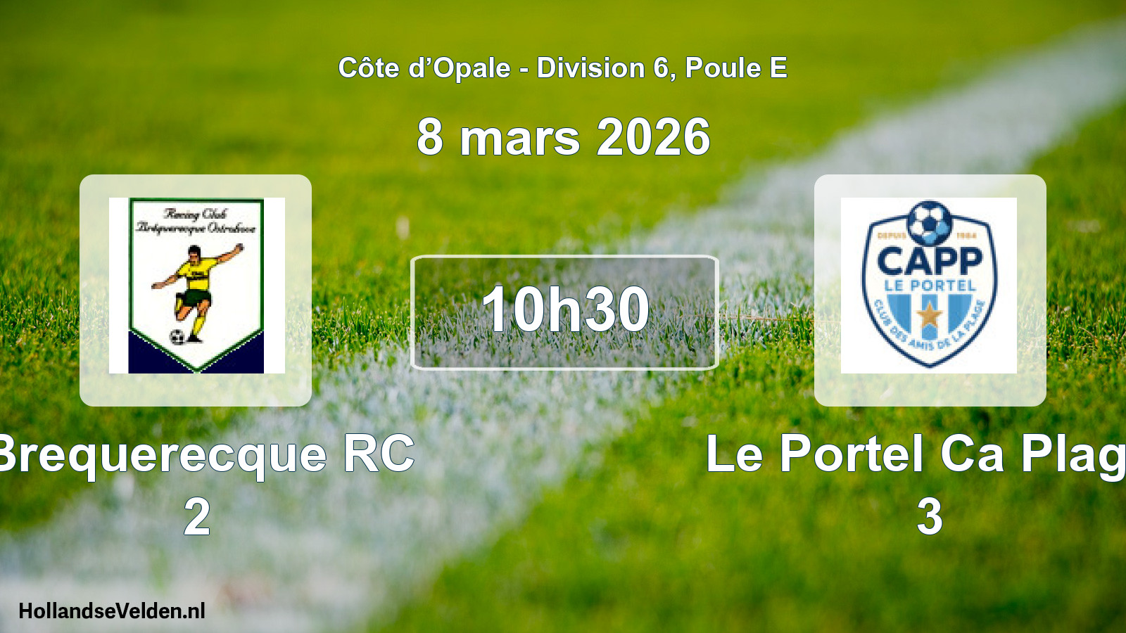 Match programmé: Brequerecque RC 2 - Le Portel Ca Plage 3 (8 mars 2026)