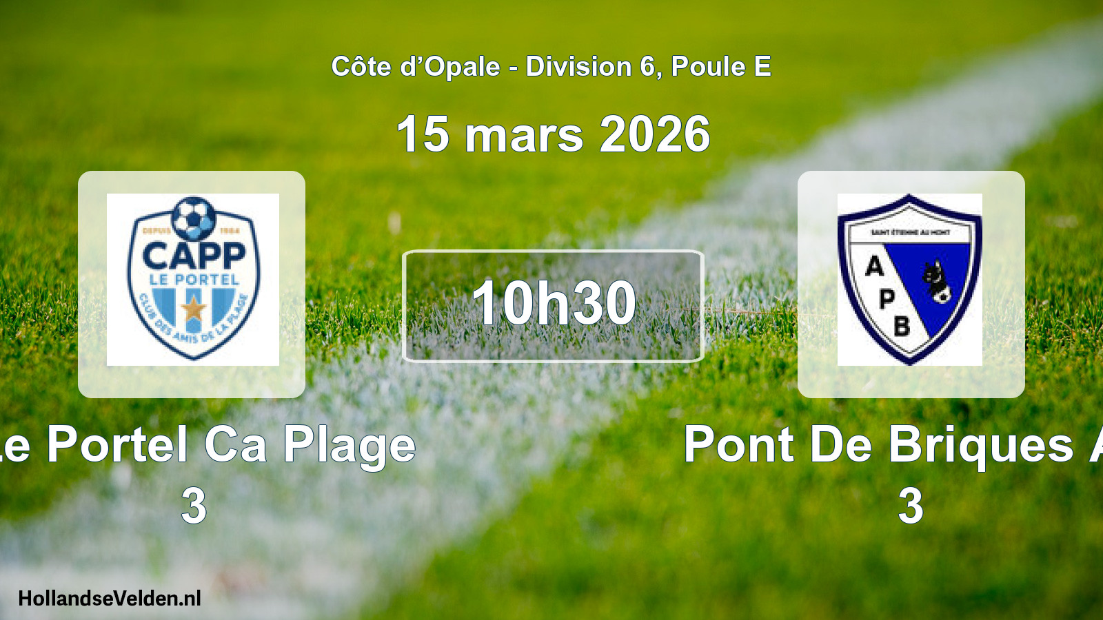 Match programmé: Le Portel Ca Plage 3 - Pont De Briques A. 3 (15 mars 2026)