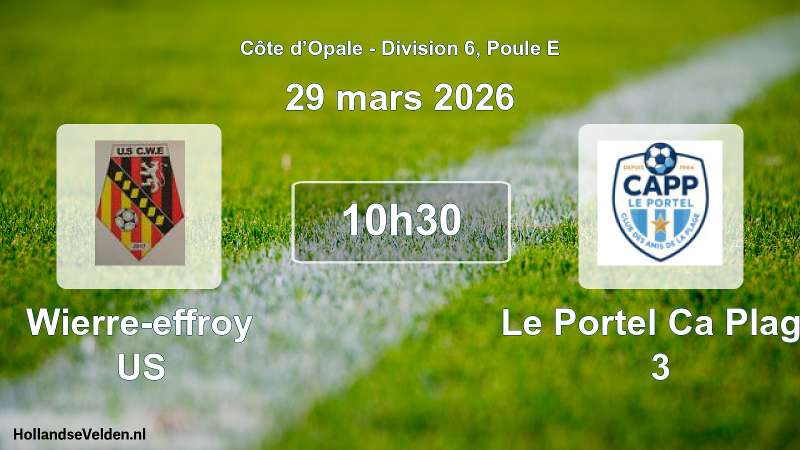 Match programmé: Wierre-effroy US - Le Portel Ca Plage 3 (29 mars 2026)