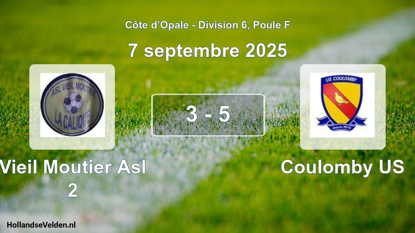 Gespeelde wedstrijd: Vieil Moutier Asl 2 - Coulomby US 3 - 5 (7 september 2025)