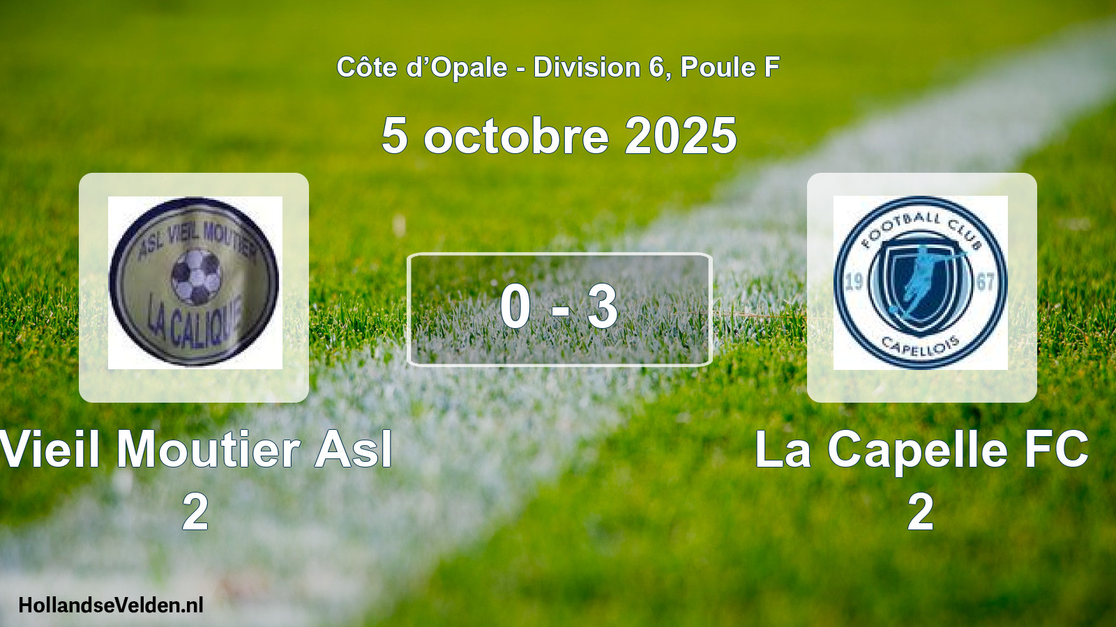 Gespeelde wedstrijd: Vieil Moutier Asl 2 - La Capelle FC 2 0 - 3 (5 oktober 2025)