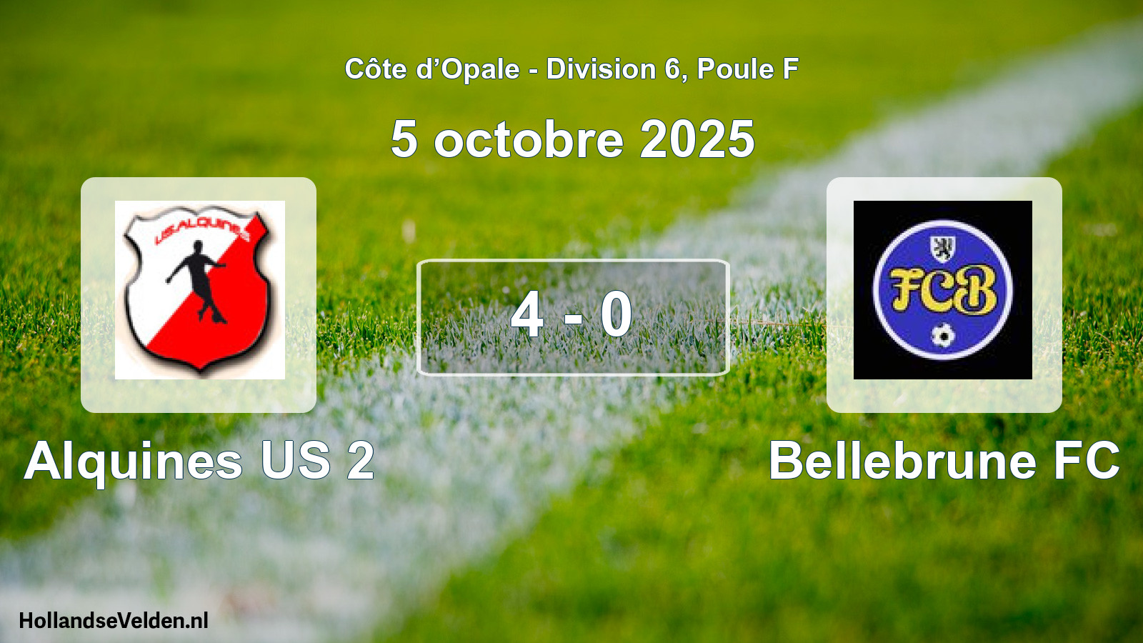 Gespeelde wedstrijd: Alquines US 2 - Bellebrune FC 4 - 0 (5 oktober 2025)