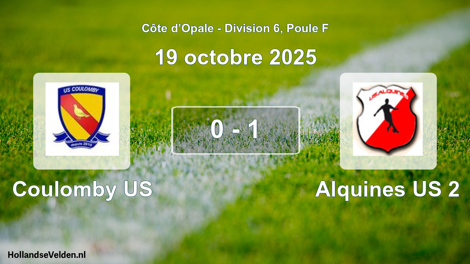 Match joué: Coulomby US - Alquines US 2 0 - 1 (19 octobre 2025)