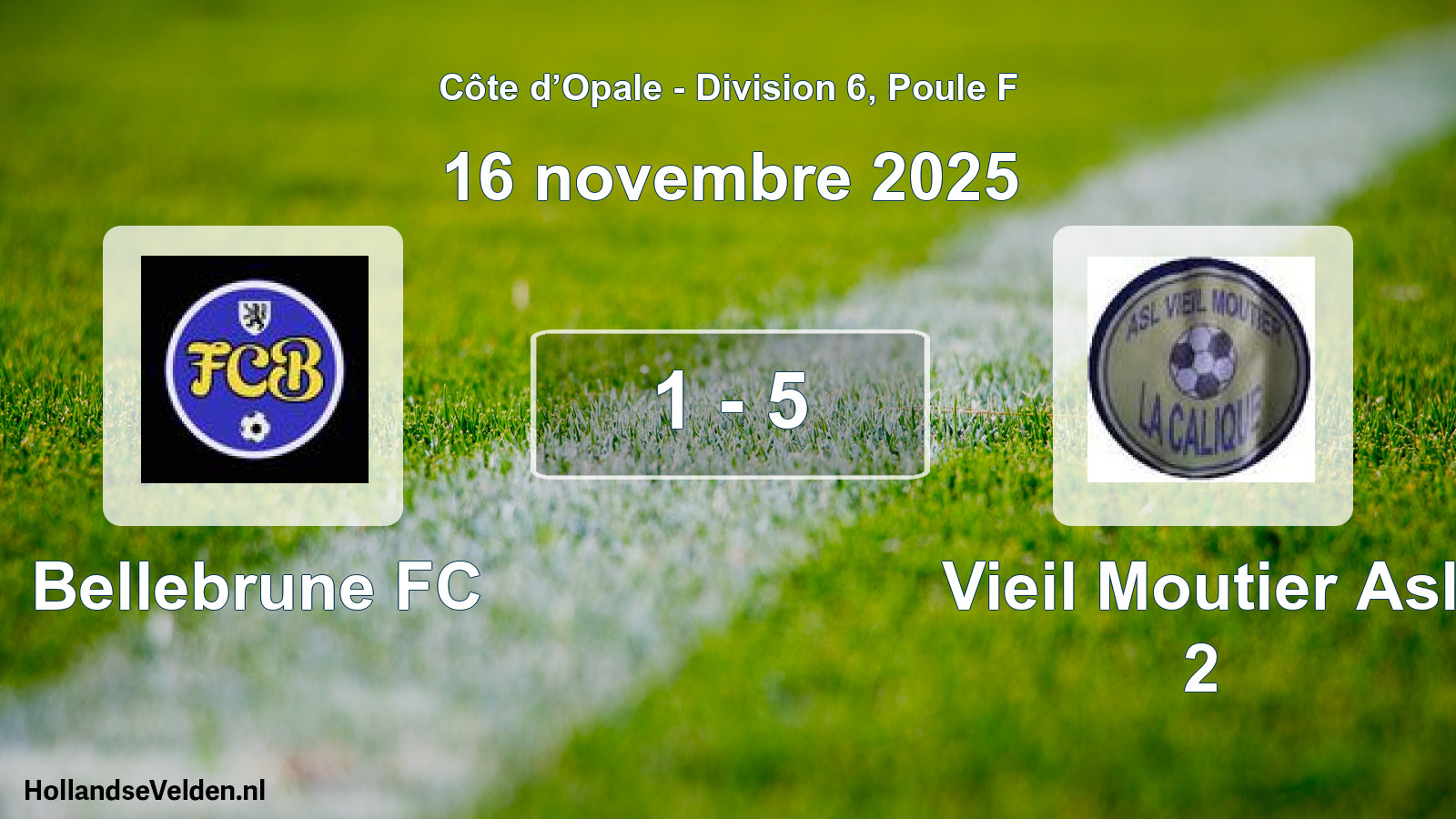Match joué: Bellebrune FC - Vieil Moutier Asl 2 1 - 5 (16 novembre 2025)