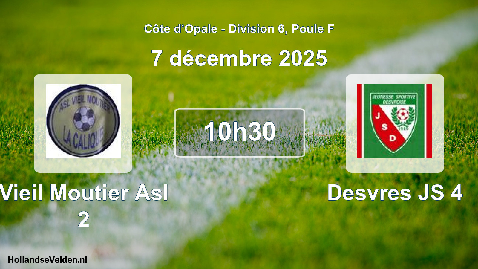 Match programmé: Vieil Moutier Asl 2 - Desvres JS 4 (7 décembre 2025)