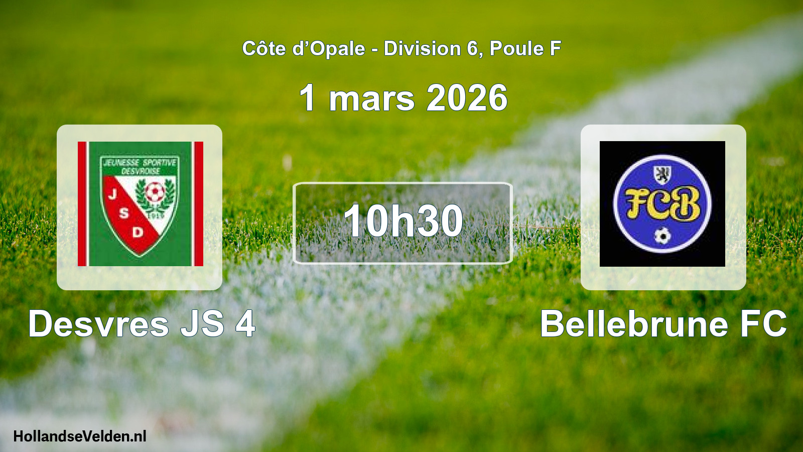 Match programmé: Desvres JS 4 - Bellebrune FC (1 mars 2026)