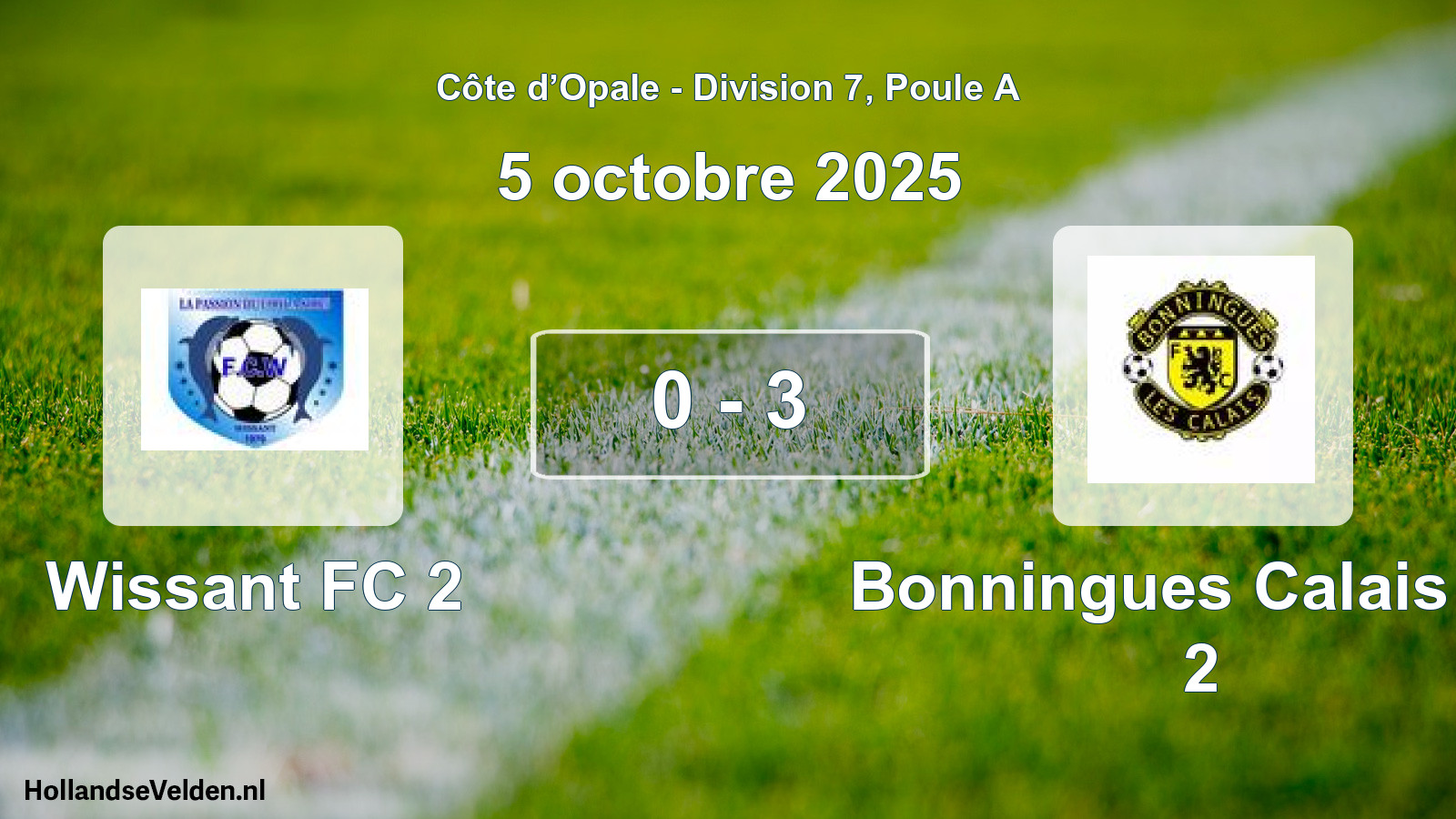 Match joué: Wissant FC 2 - Bonningues Calais FC 2 0 - 3 (5 octobre 2025)