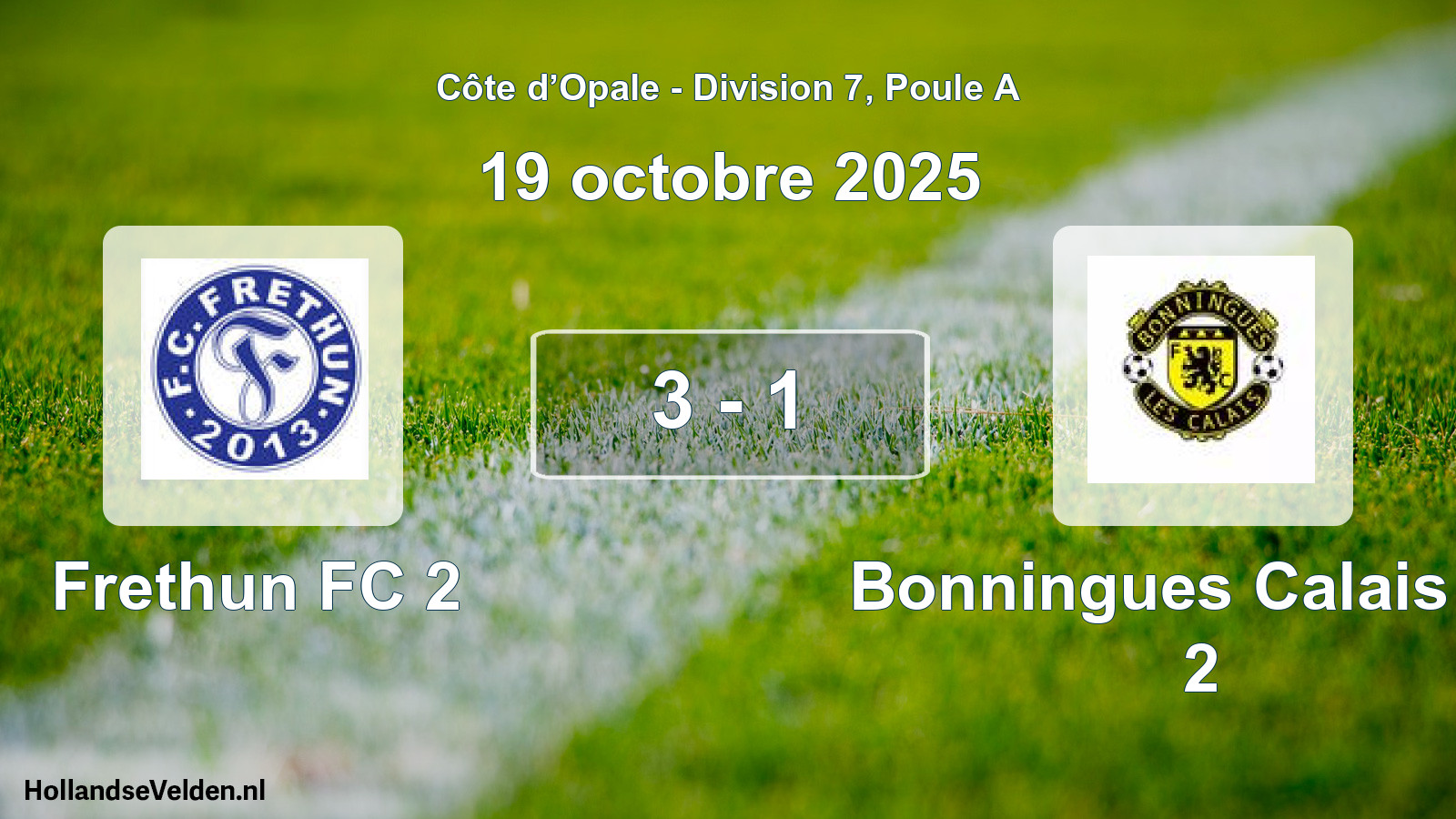 Match joué: Frethun FC 2 - Bonningues Calais FC 2 3 - 1 (19 octobre 2025)