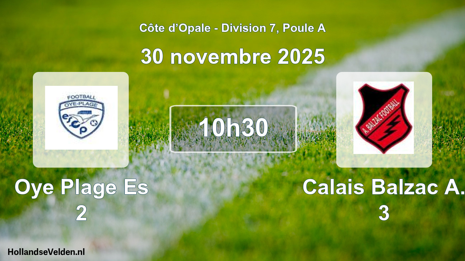 Match programmé: Oye Plage Es 2 - Calais Balzac A. 3 (30 novembre 2025)