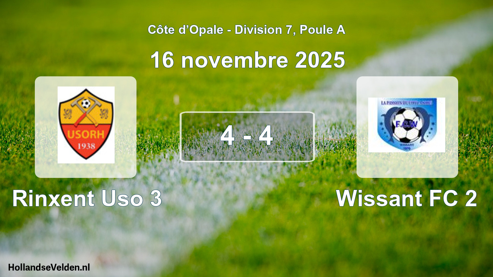 Match joué: Rinxent Uso 3 - Wissant FC 2 4 - 4 (16 novembre 2025)