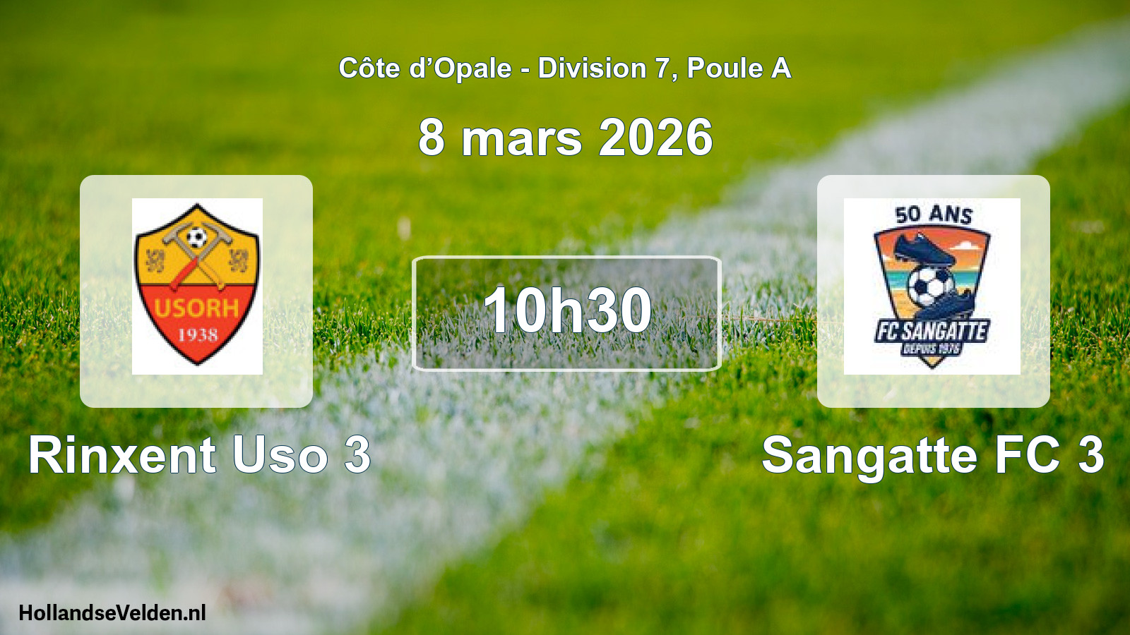 Match programmé: Rinxent Uso 3 - Sangatte FC 3 (8 mars 2026)