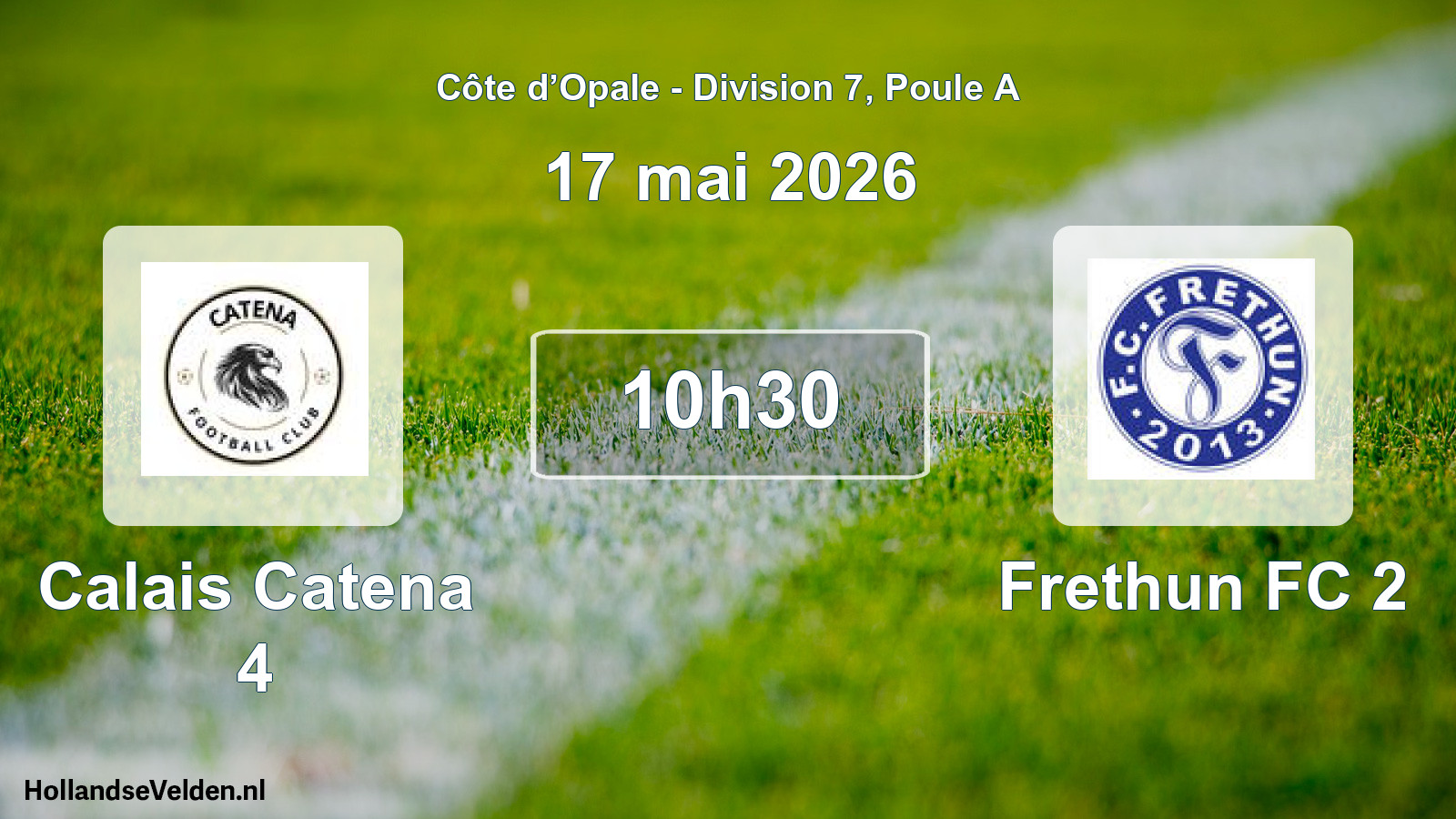 Match programmé: Calais Catena 4 - Frethun FC 2 (17 mai 2026)
