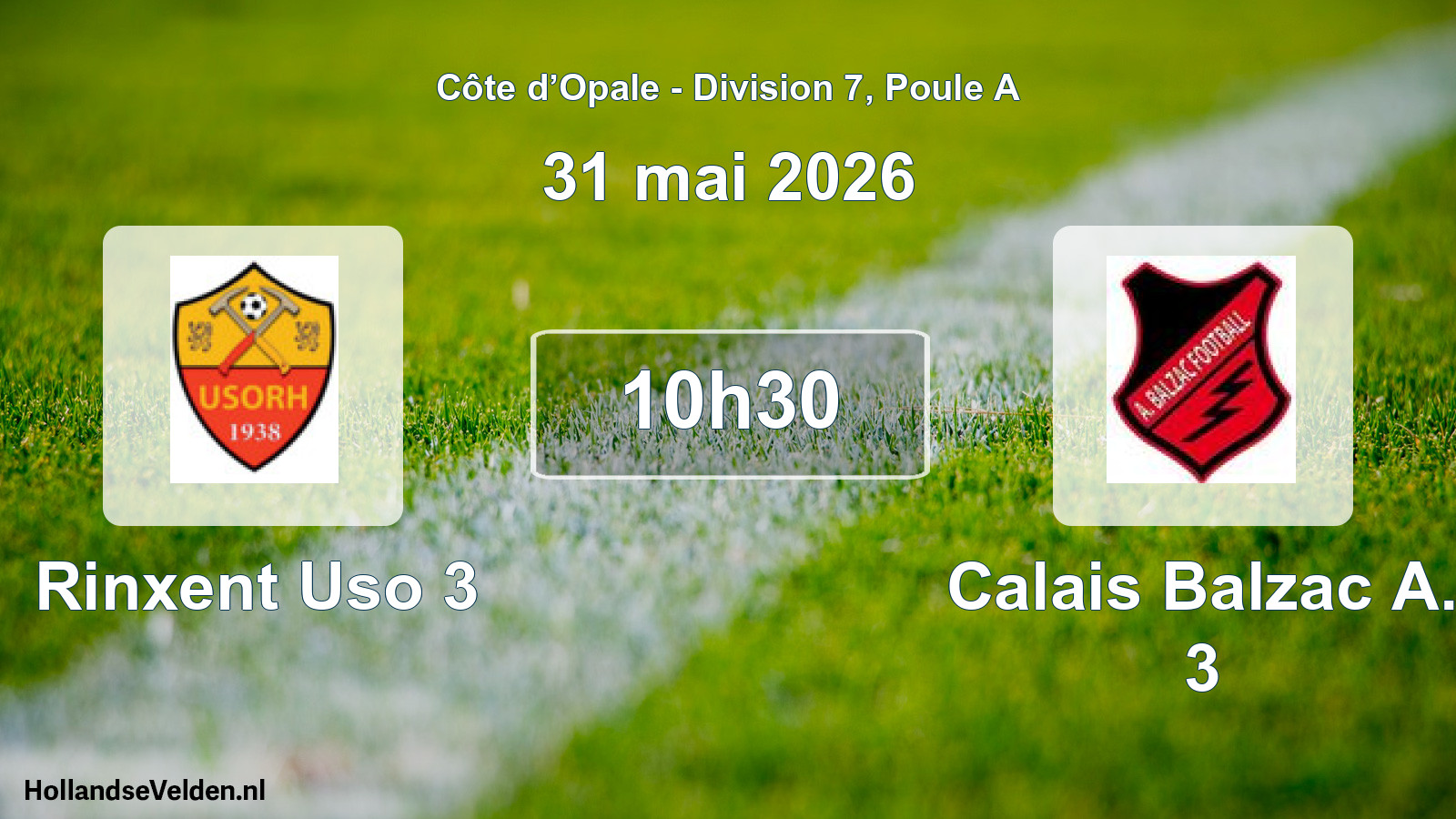 Match programmé: Rinxent Uso 3 - Calais Balzac A. 3 (31 mai 2026)