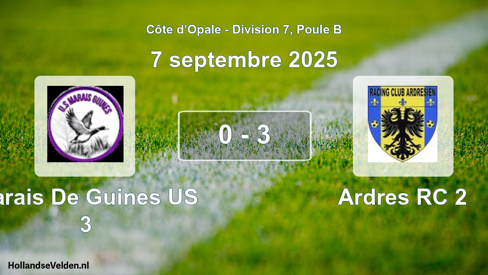 Gespeelde wedstrijd: Marais De Guines US 3 - Ardres RC 2 0 - 3 (7 september 2025)