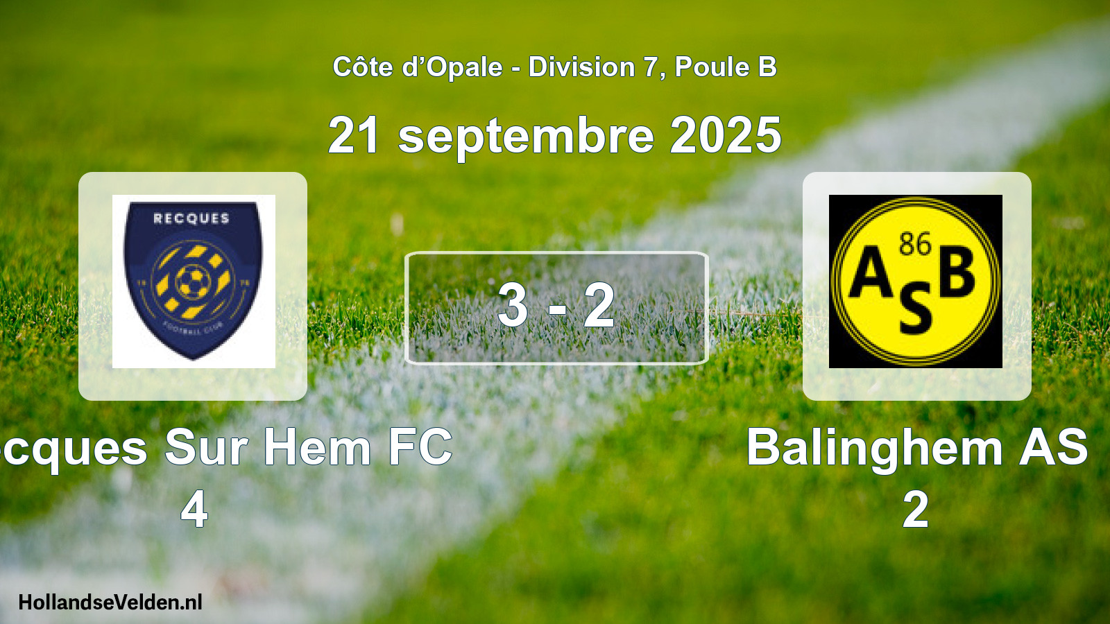 Gespeelde wedstrijd: Recques Sur Hem FC 4 - Balinghem AS 2 3 - 2 (21 september 2025)