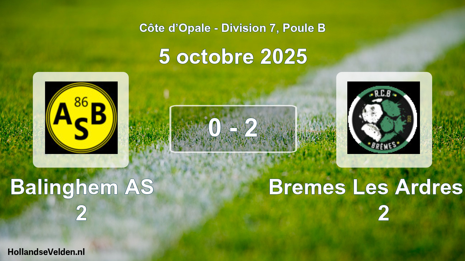 Match joué: Balinghem AS 2 - Bremes Les Ardres RC 2 0 - 2 (5 octobre 2025)