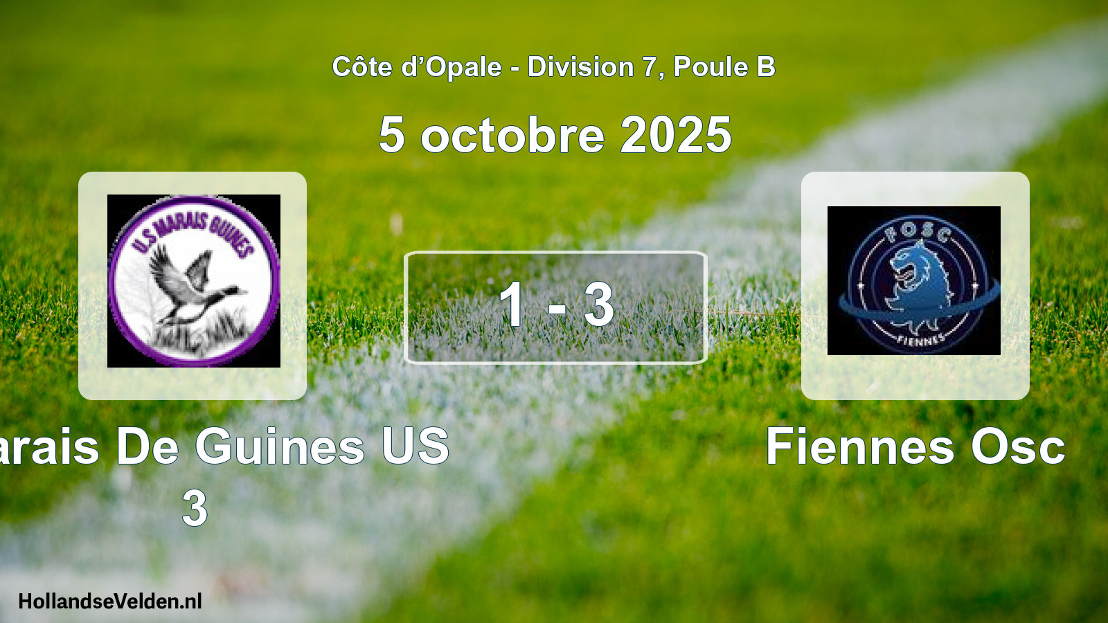 Match joué: Marais De Guines US 3 - Fiennes Osc 1 - 3 (5 octobre 2025)