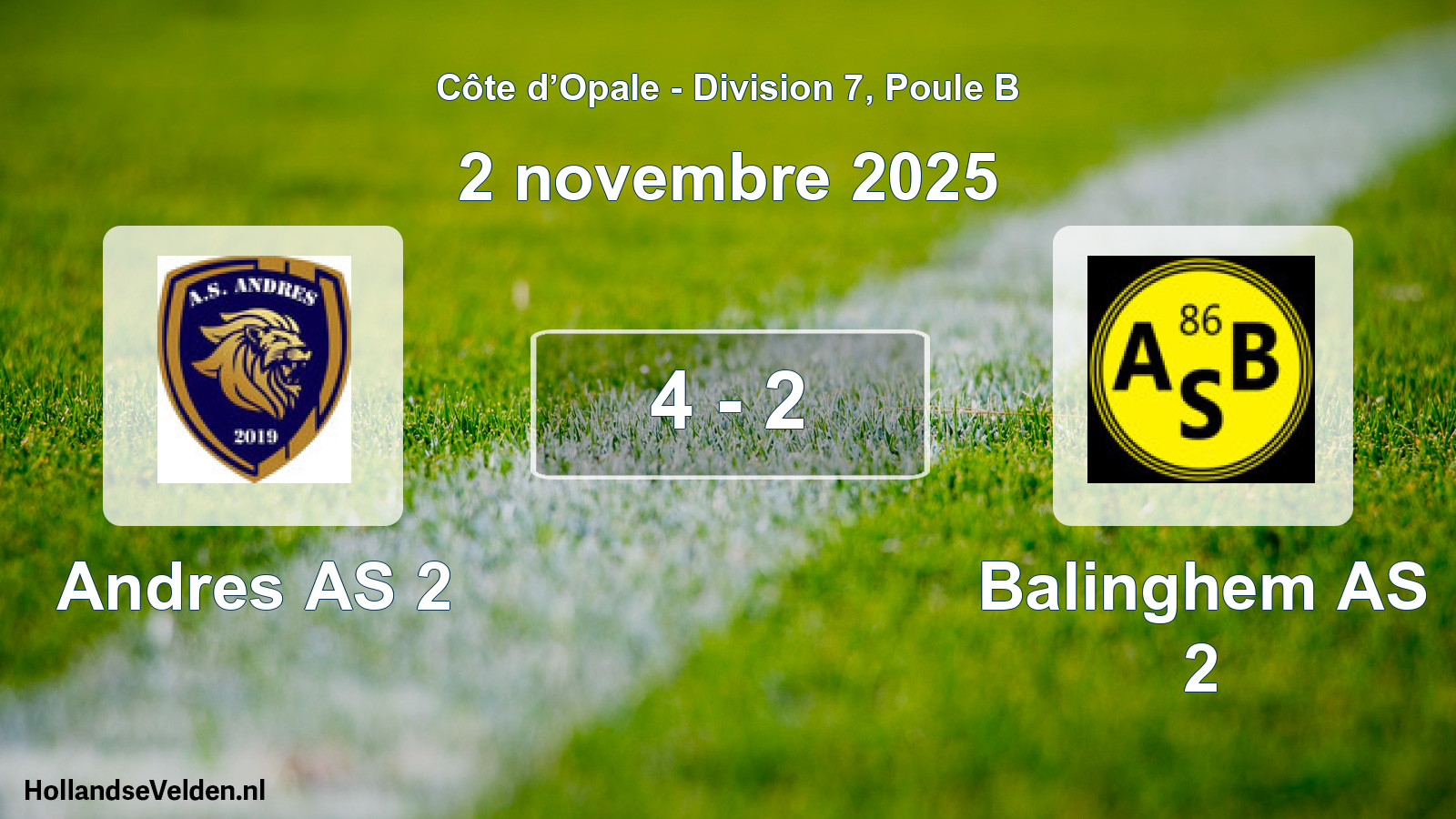 Match joué: Andres AS 2 - Balinghem AS 2 4 - 2 (2 novembre 2025)