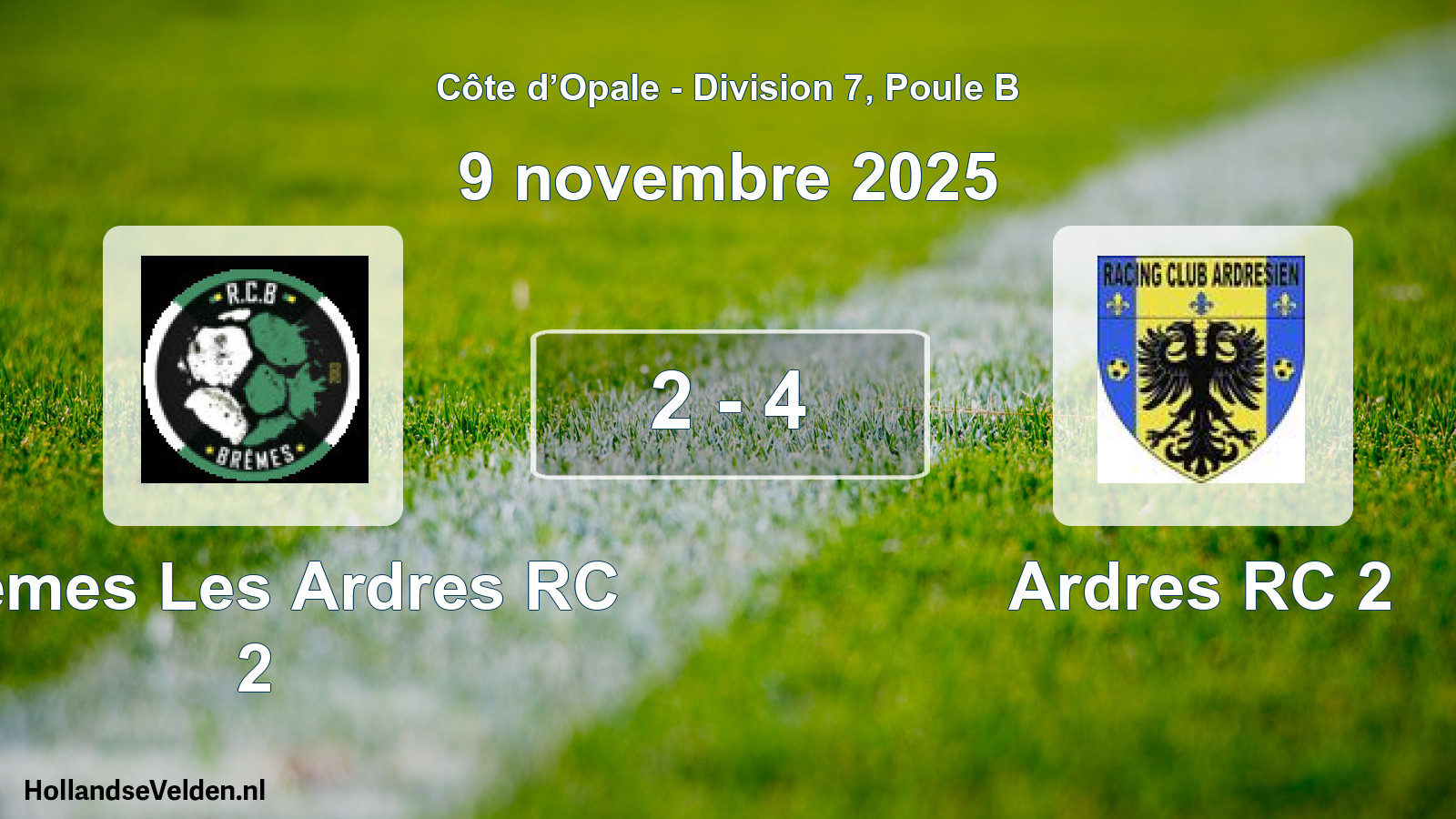 Match joué: Bremes Les Ardres RC 2 - Ardres RC 2 2 - 4 (9 novembre 2025)