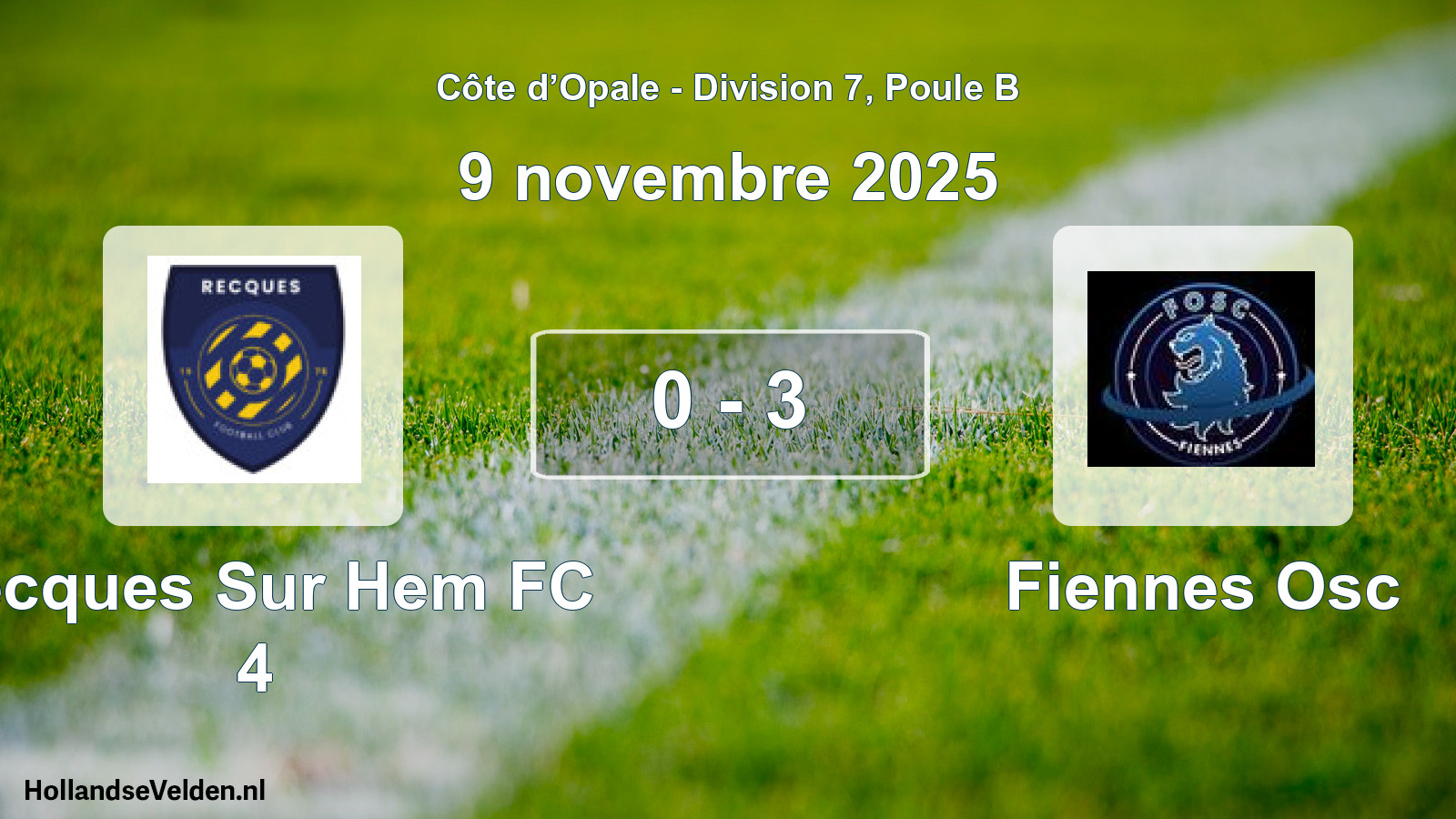 Match joué: Recques Sur Hem FC 4 - Fiennes Osc 0 - 3 (9 novembre 2025)