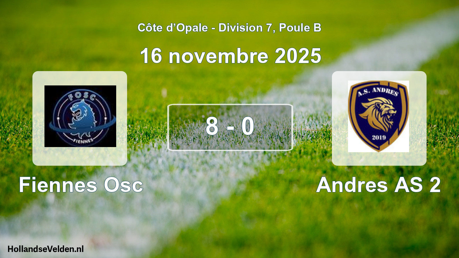 Match joué: Fiennes Osc - Andres AS 2 8 - 0 (16 novembre 2025)
