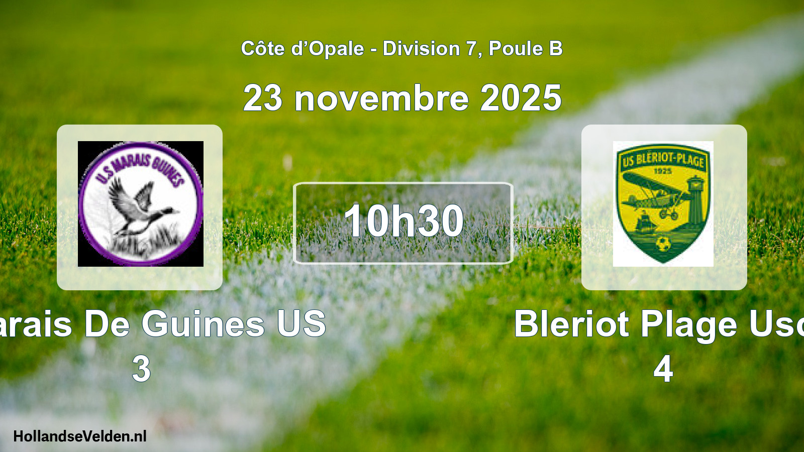 Match programmé: Marais De Guines US 3 - Bleriot Plage Usc 4 (23 novembre 2025)