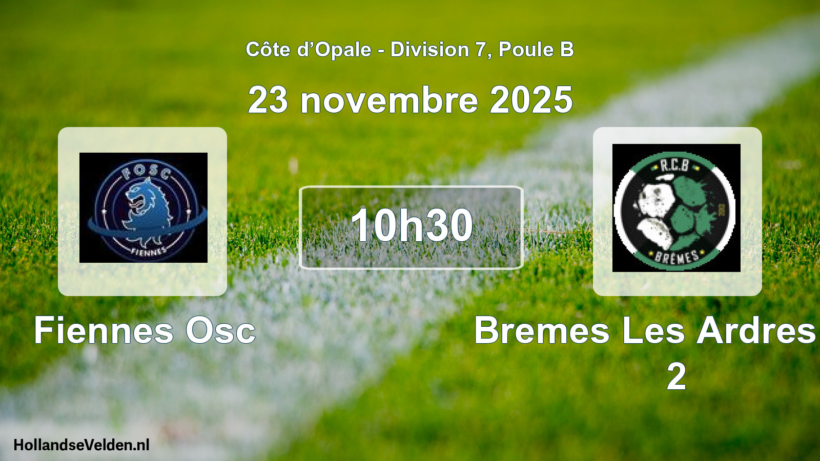 Match programmé: Fiennes Osc - Bremes Les Ardres RC 2 (23 novembre 2025)