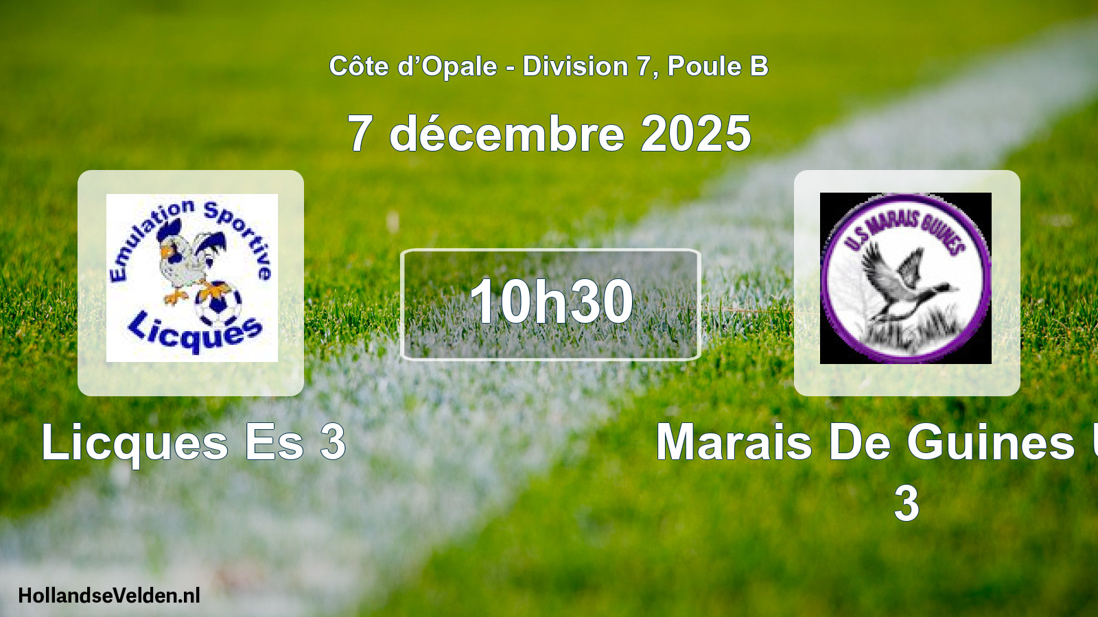 Match programmé: Licques Es 3 - Marais De Guines US 3 (7 décembre 2025)