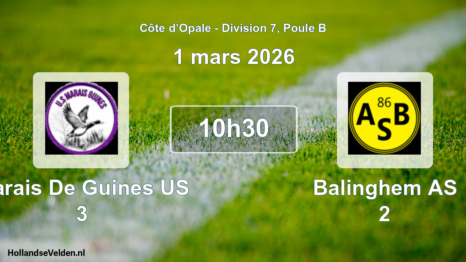 Match programmé: Marais De Guines US 3 - Balinghem AS 2 (1 mars 2026)