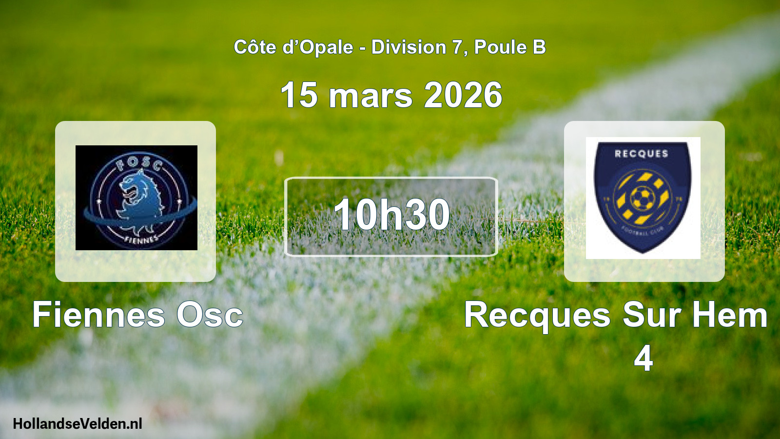 Match programmé: Fiennes Osc - Recques Sur Hem FC 4 (15 mars 2026)