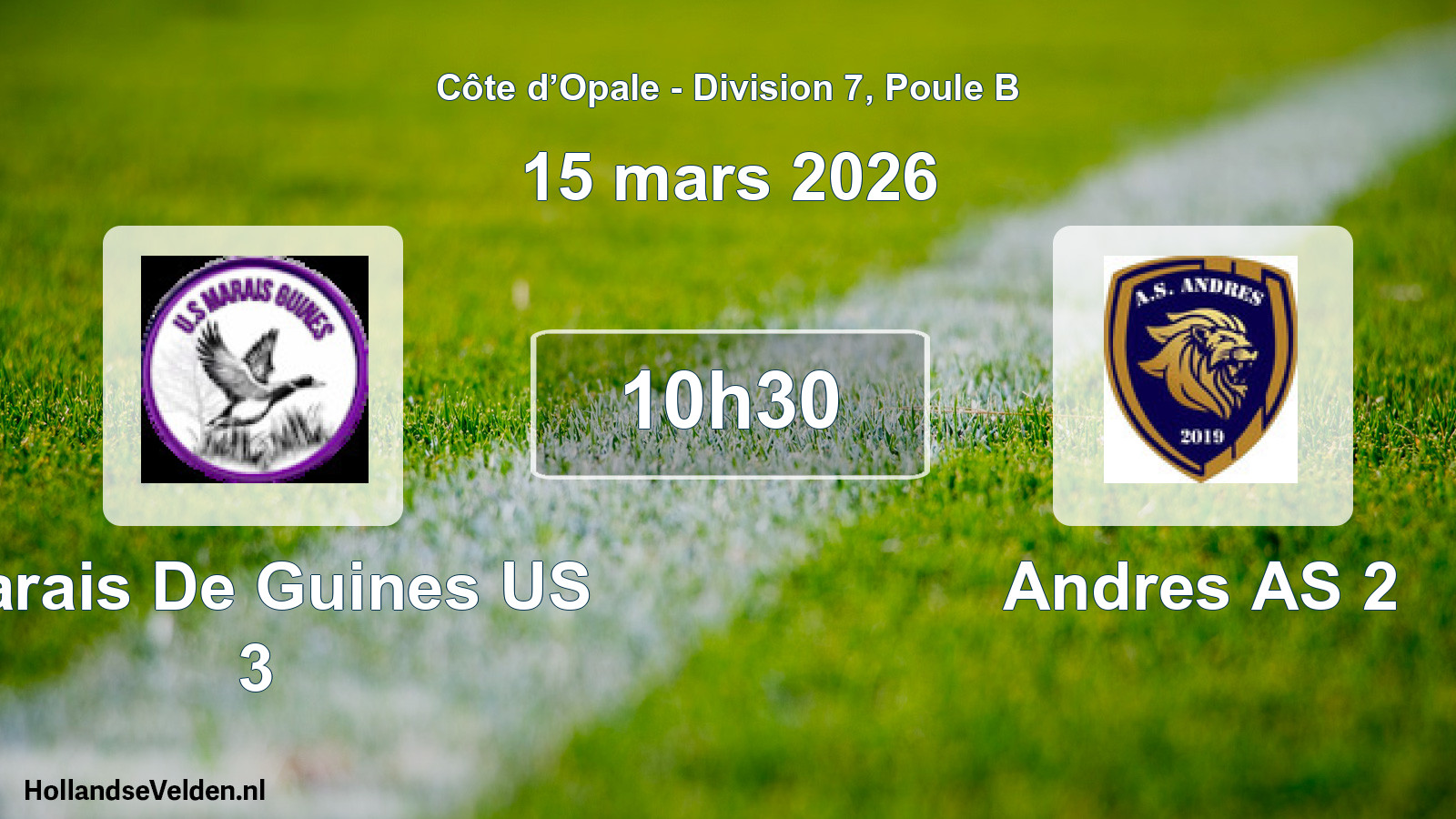 Scheduled Match: Marais De Guines US 3 - Andres AS 2 (15 March 2026)