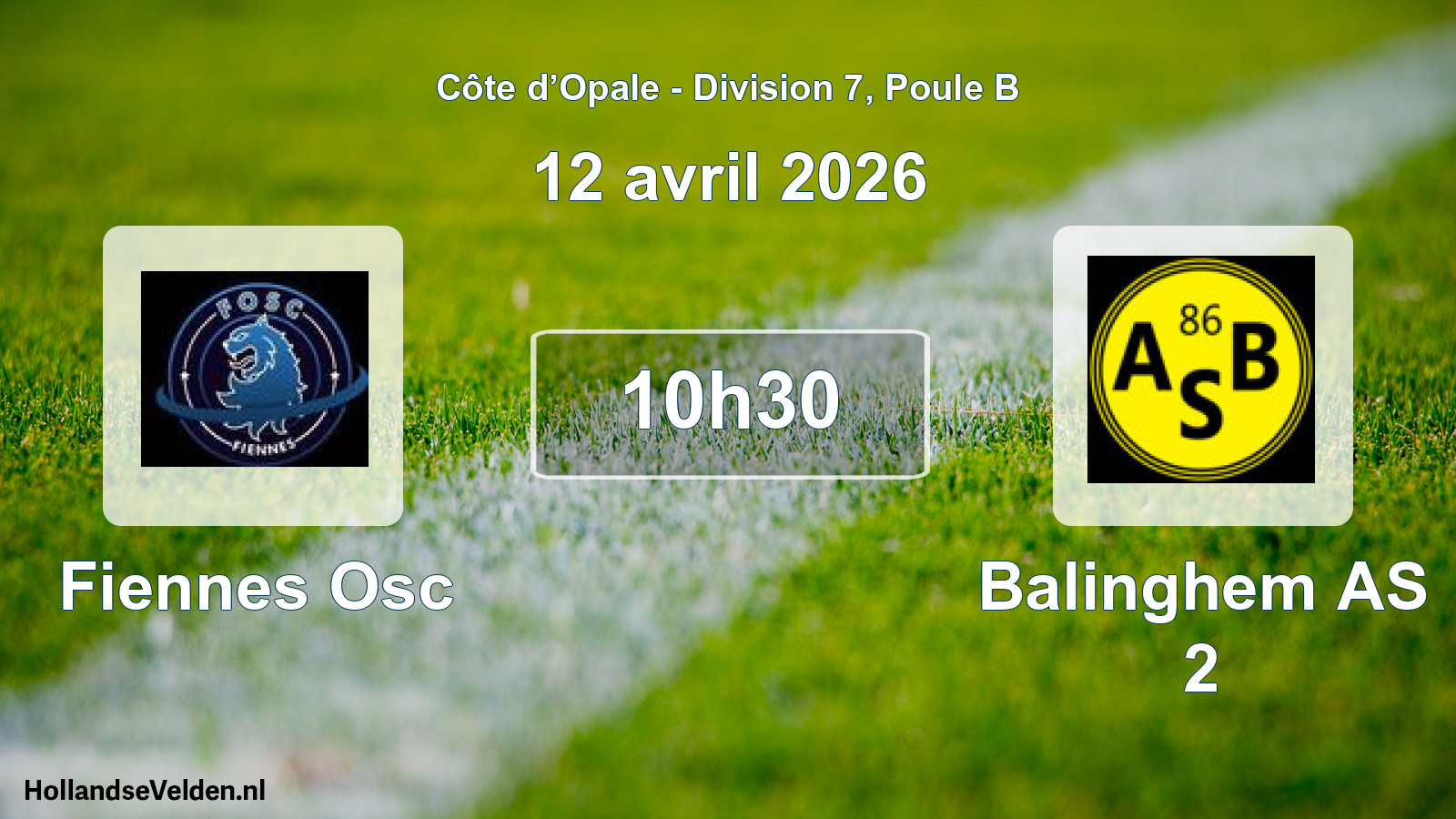 Match programmé: Fiennes Osc - Balinghem AS 2 (12 avril 2026)
