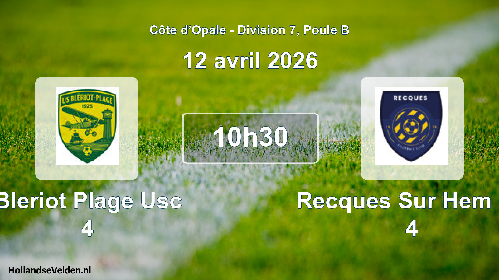 Match programmé: Bleriot Plage Usc 4 - Recques Sur Hem FC 4 (12 avril 2026)