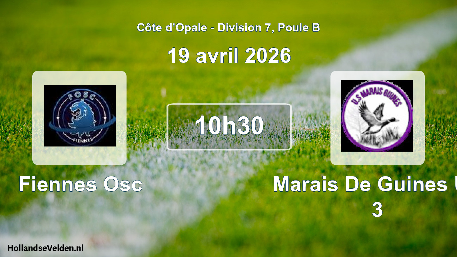 Scheduled Match: Fiennes Osc - Marais De Guines US 3 (19 April 2026)