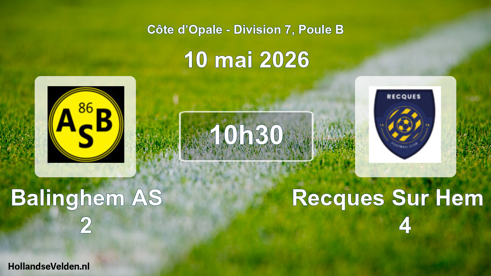 Match programmé: Balinghem AS 2 - Recques Sur Hem FC 4 (10 mai 2026)