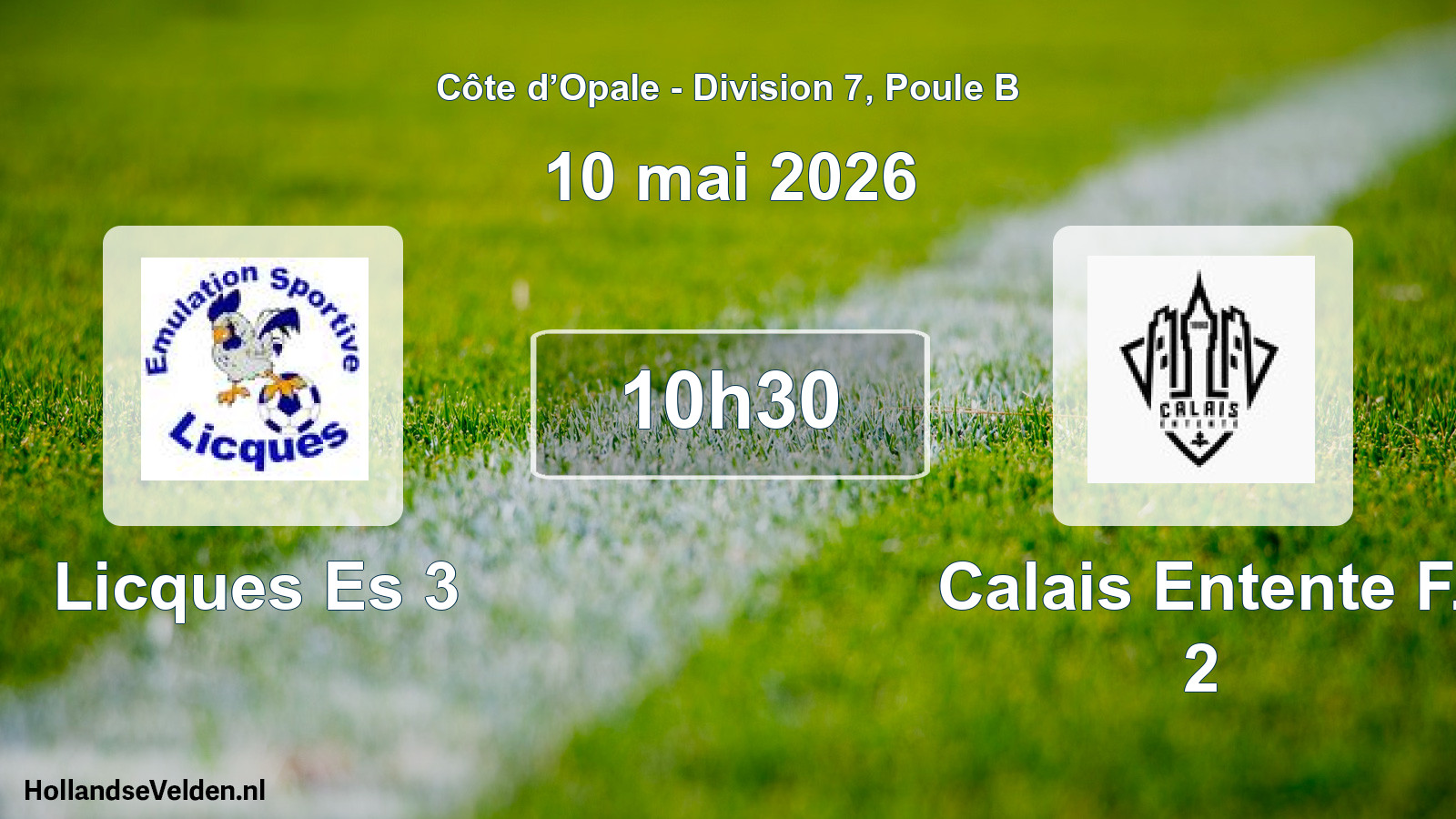 Match programmé: Licques Es 3 - Calais Entente F. 2 (10 mai 2026)