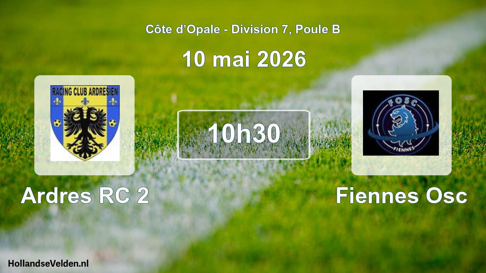 Match programmé: Ardres RC 2 - Fiennes Osc (10 mai 2026)
