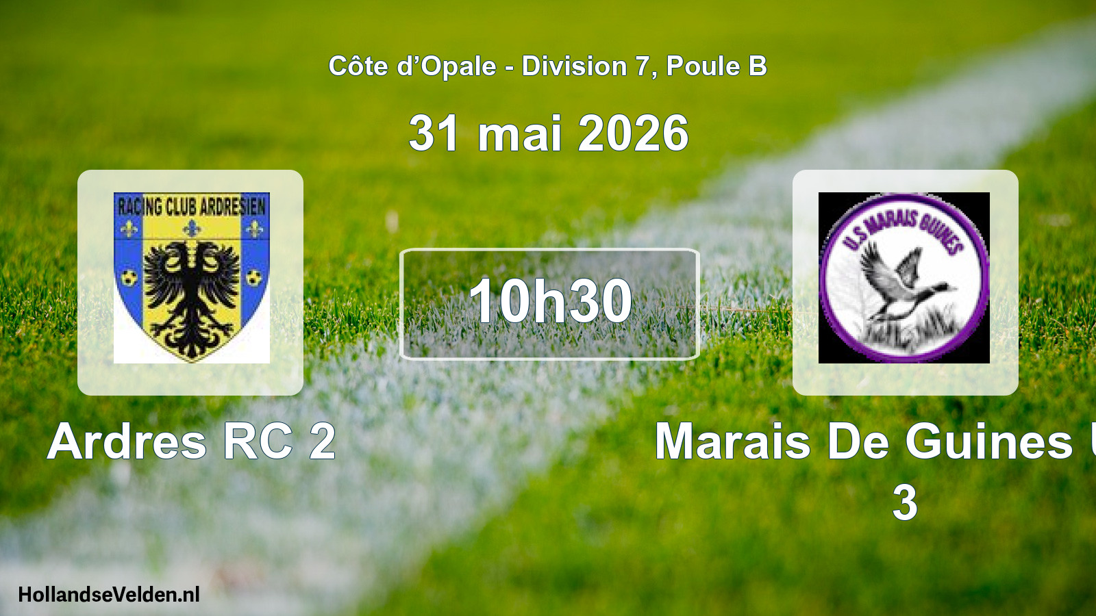 Match programmé: Ardres RC 2 - Marais De Guines US 3 (31 mai 2026)