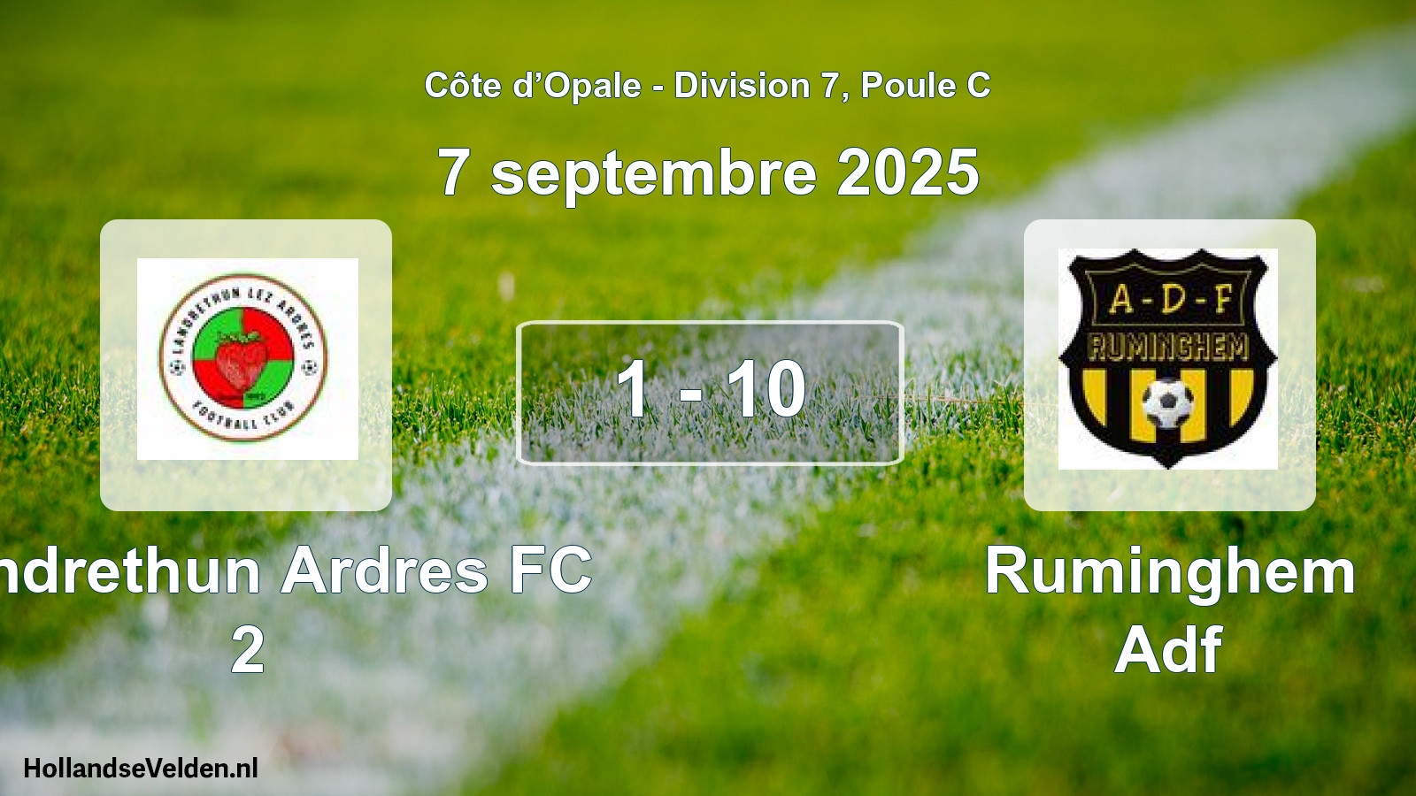 Gespeelde wedstrijd: Landrethun Ardres FC 2 - Ruminghem Adf 1 - 10 (7 september 2025)