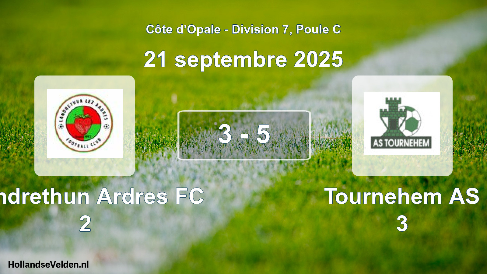 Match joué: Landrethun Ardres FC 2 - Tournehem AS 3 3 - 5 (21 septembre 2025)