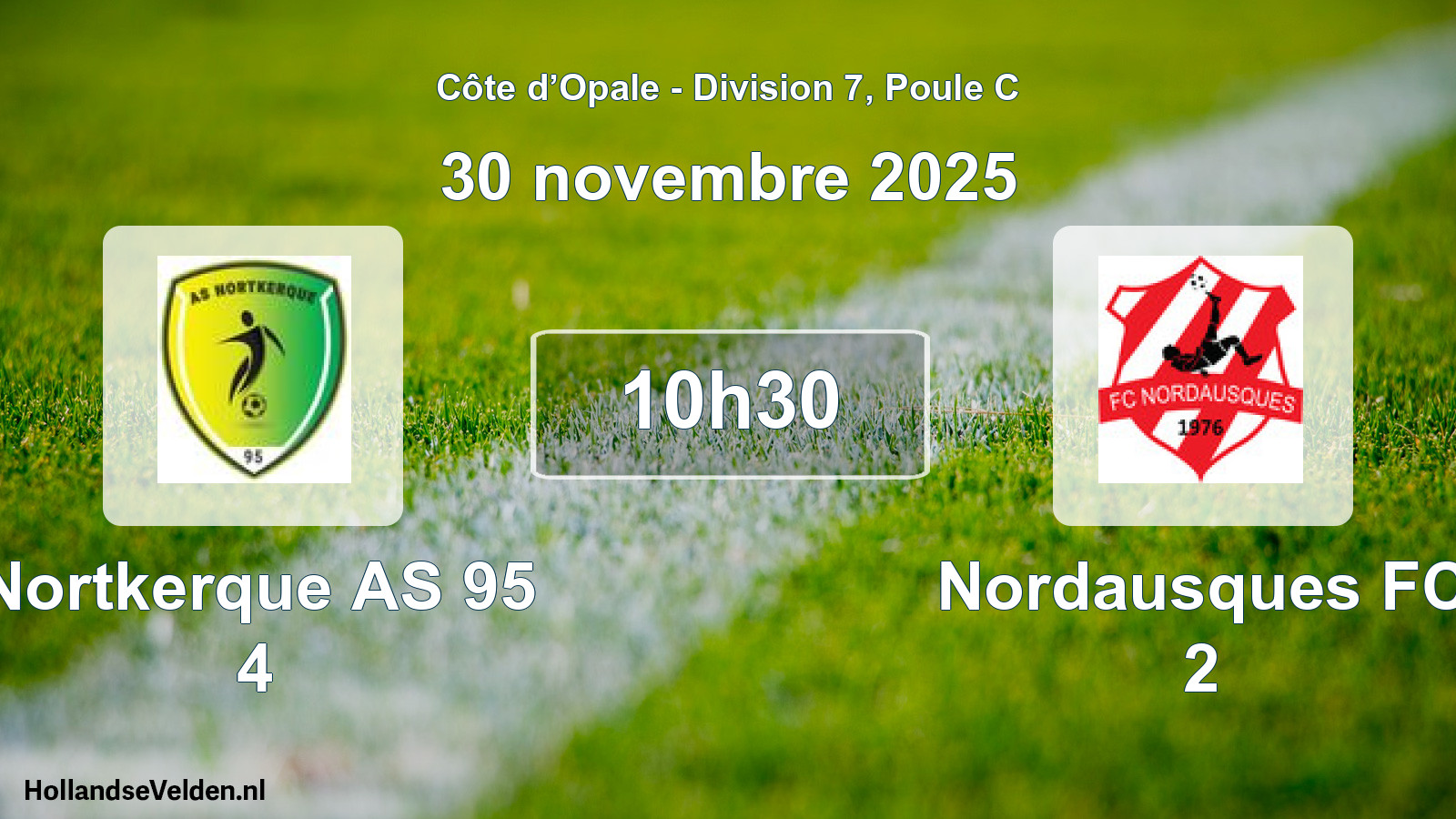 Match programmé: Nortkerque AS 95 4 - Nordausques FC 2 (30 novembre 2025)