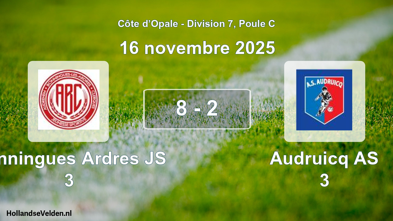 Total number of matches played: Bonningues Ardres JS 3 - Audruicq AS 3 8 - 2 (16 November 2025)